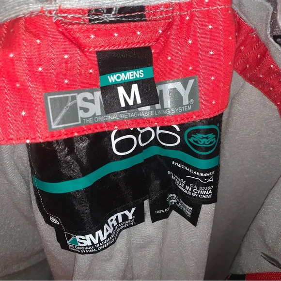 686 Red Snow  Pants White Polka Dots Smarty Lined M - Picture 4 of 14